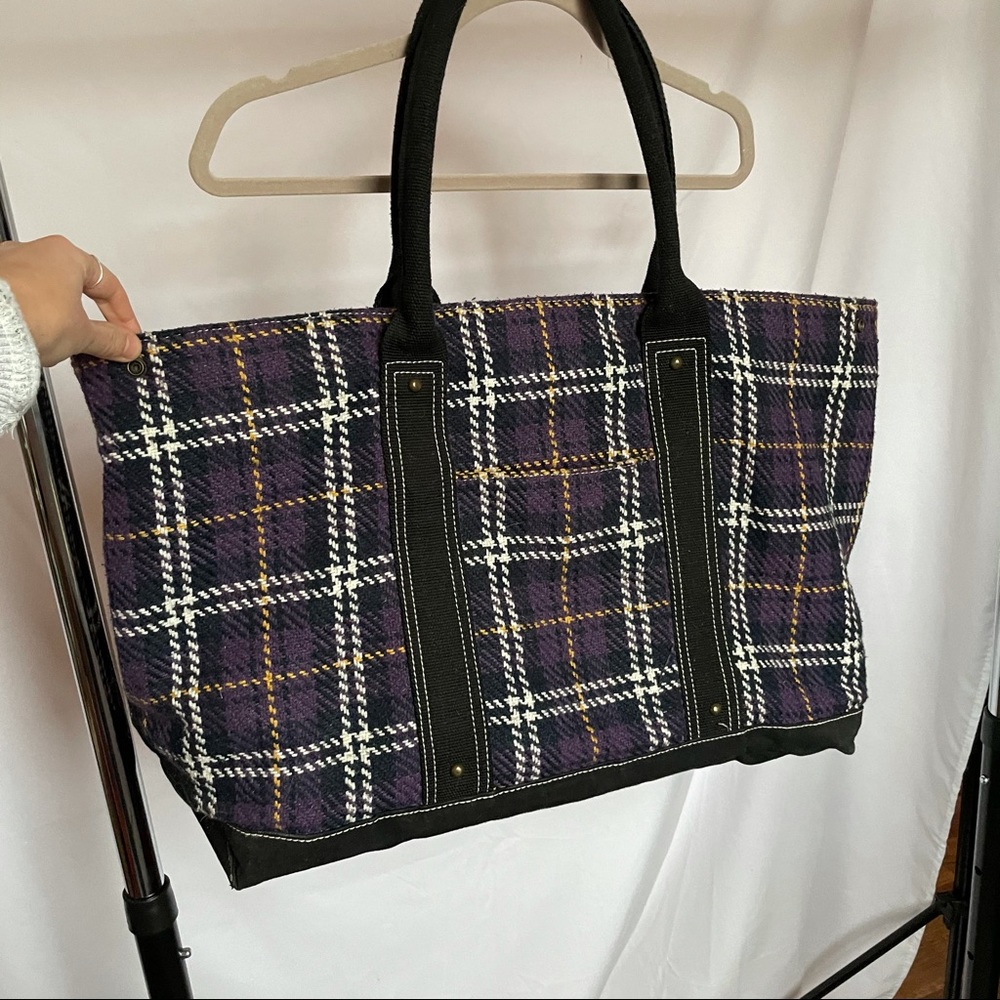 Plaid Tote Overnight Bag